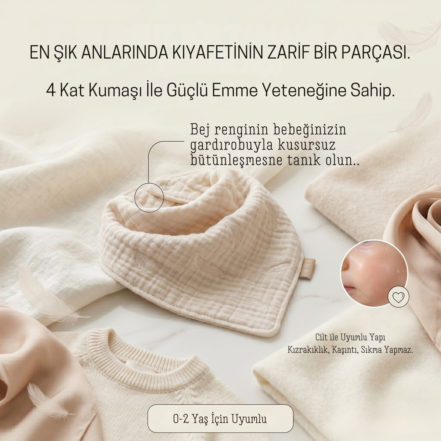 Zenith Müslin 4 Katlı Salya Önlüğü