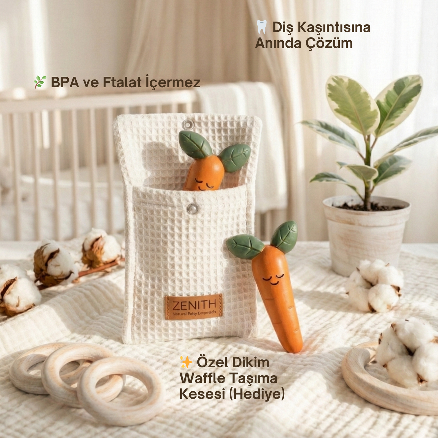 ZENİTH - Diş Çıkartma Dönemi Destekçisi Saf Kauçuk İlk Isırık Oyuncağı